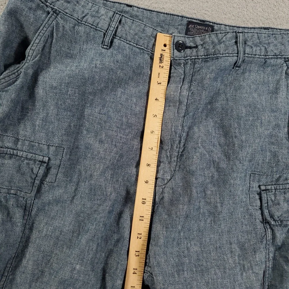Levis Linen Cargo Shorts Mens Size 40 Blue Comfort Breathable